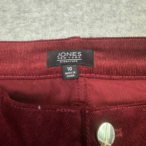 Jones New York Lexington Skinny Corduroy Jeans WMNS 10 Maroon Straight Stretchy - Picture 3 of 13
